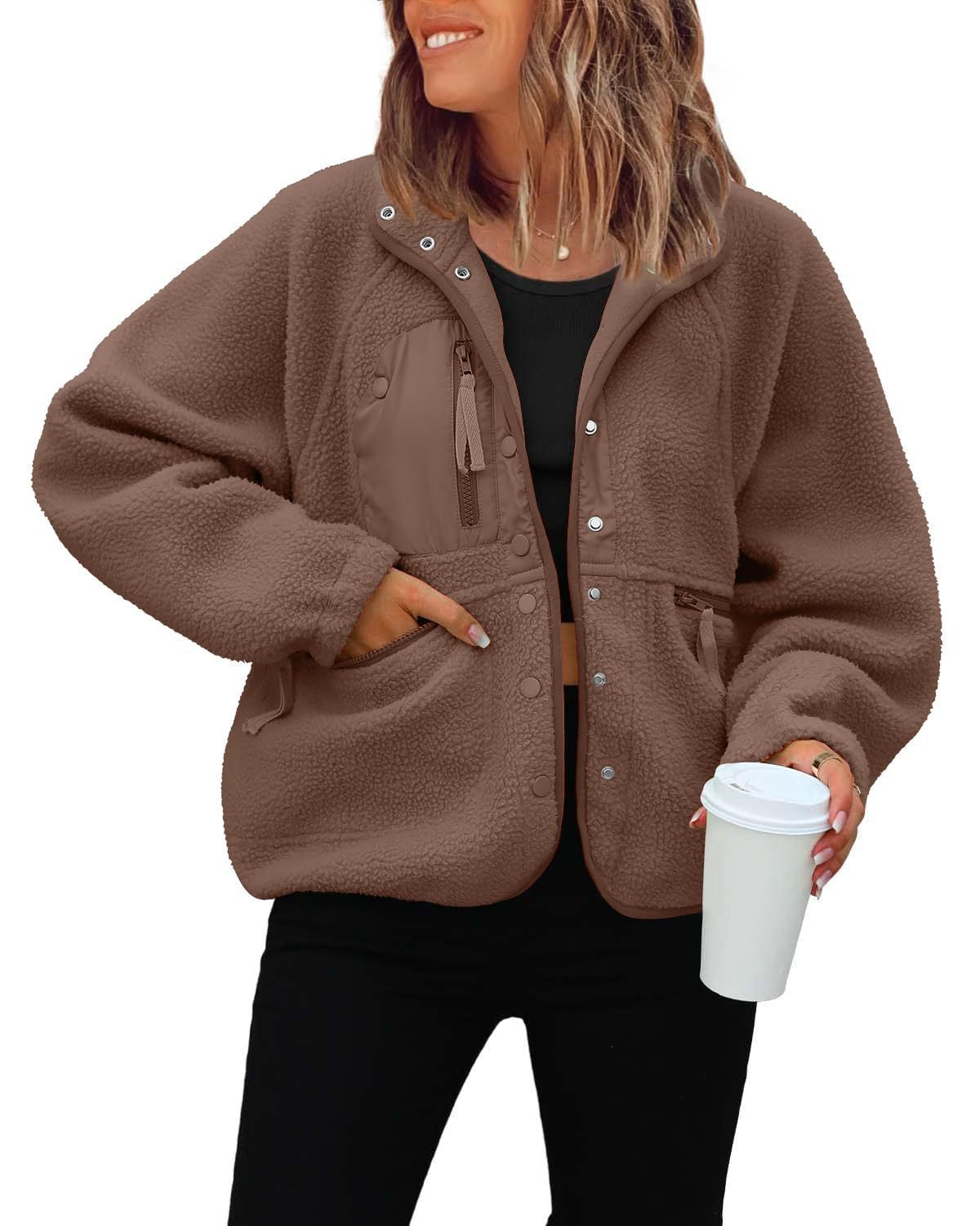 Damen kuschelige Fleecejacke mit praktischen Taschen Krohn-e