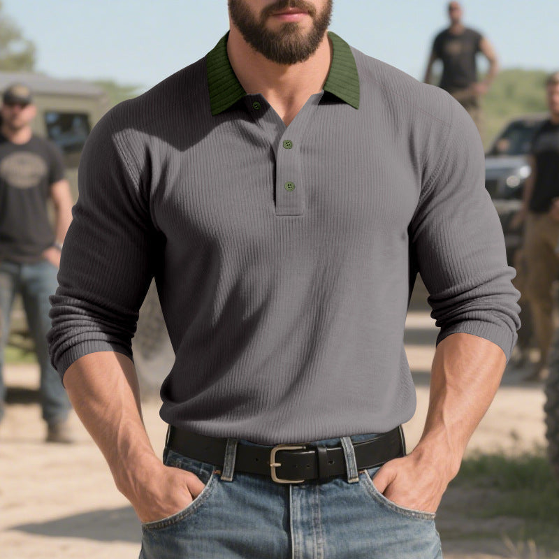 Herren langärmliges Poloshirt mit strukturiertem Design und klassischem Kragen Krohn-e