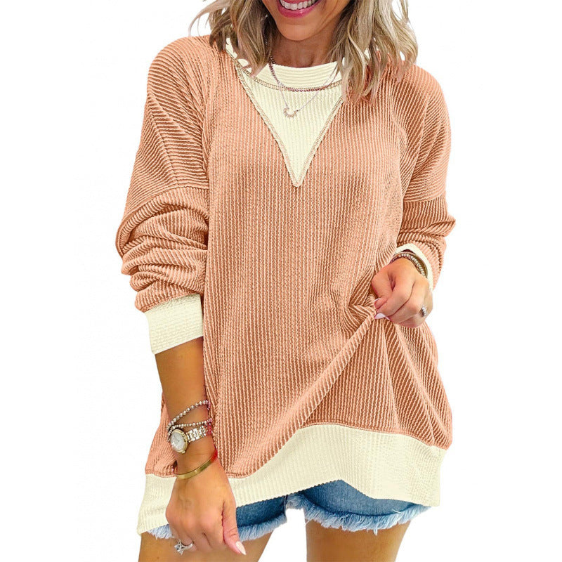Damen lässiger Pullover aus strukturiertem Material mit V-Ausschnitt Krohn-e