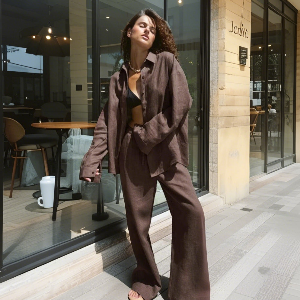 Damen Bequemer Leinen-Loungewear-Anzug Krohn-e