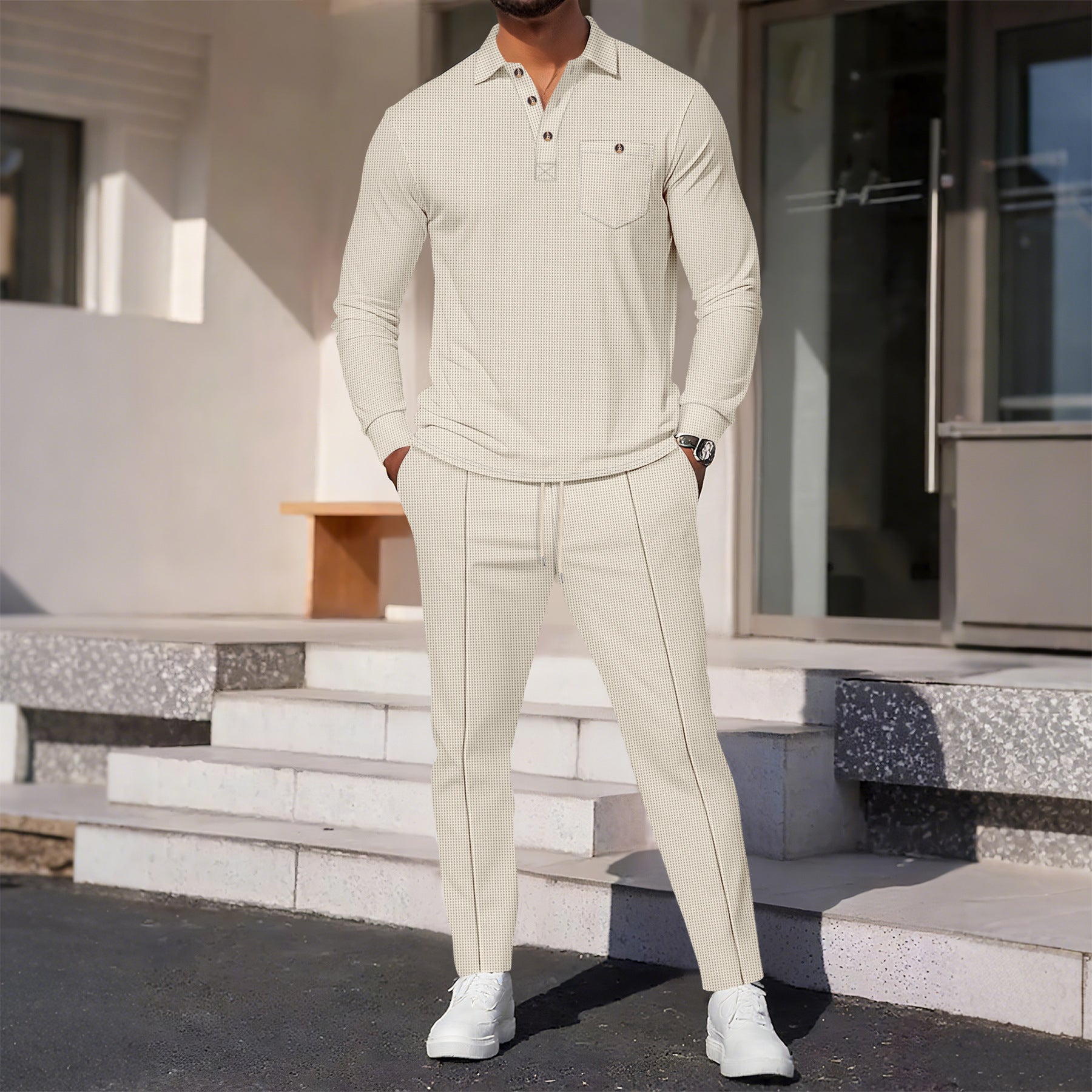 Herren eleganter Freizeitanzug mit strukturiertem Oberteil und bequemen Hosen Krohn-e