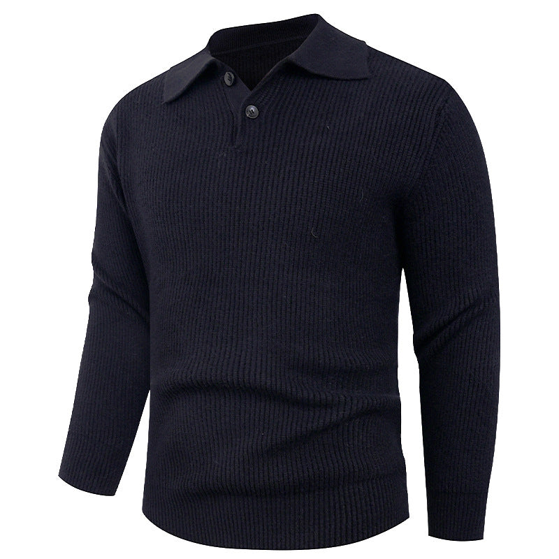 Herren Strickpullover mit modernem Polokragen und funktionalem Knopfverschluss Krohn-e