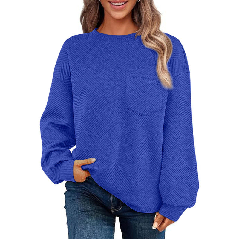 Damen lässiger Pullover mit strukturiertem Muster und praktischer Brusttasche Krohn-e