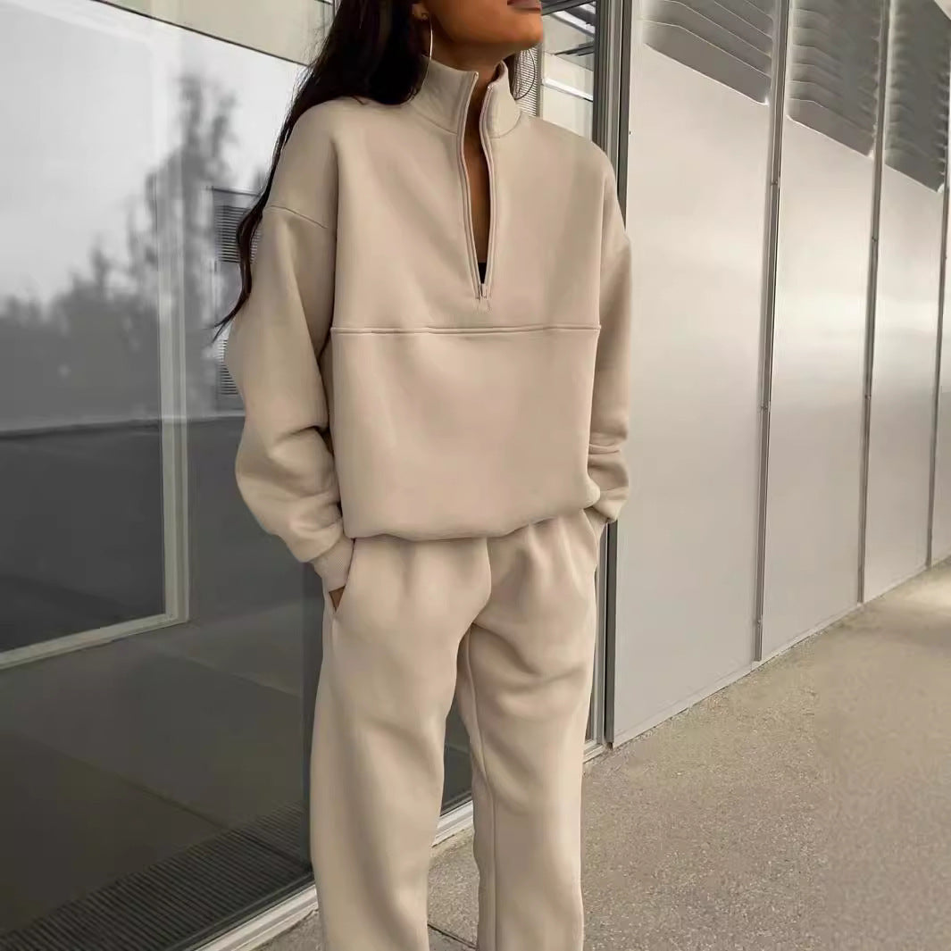 Damen bequemer Polarkragen Sweater mit passender Jogginghose Krohn-e
