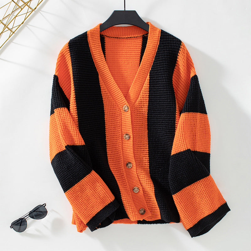 Krohn-e | Gestreifter Strick Strickjacke