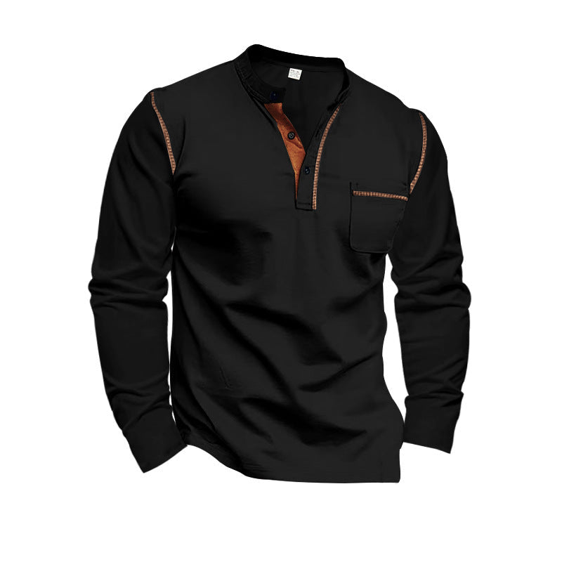 Herren Langarm-Henley-Shirt mit modischen Kontrastdetails Krohn-e