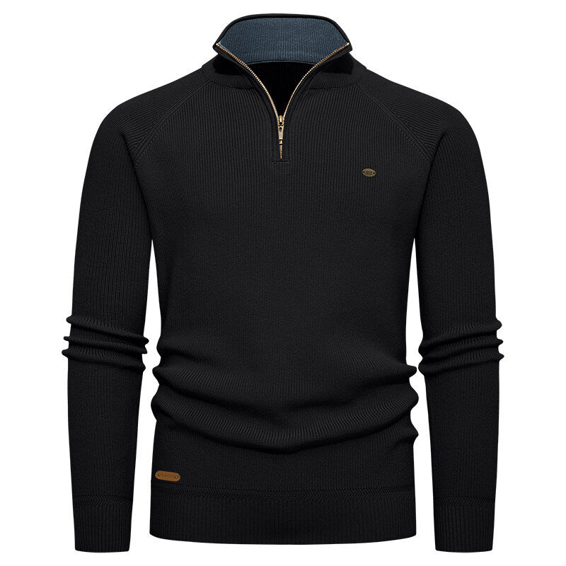 Herren Strickpullover mit Stehkragen und Reißverschluss Krohn-e