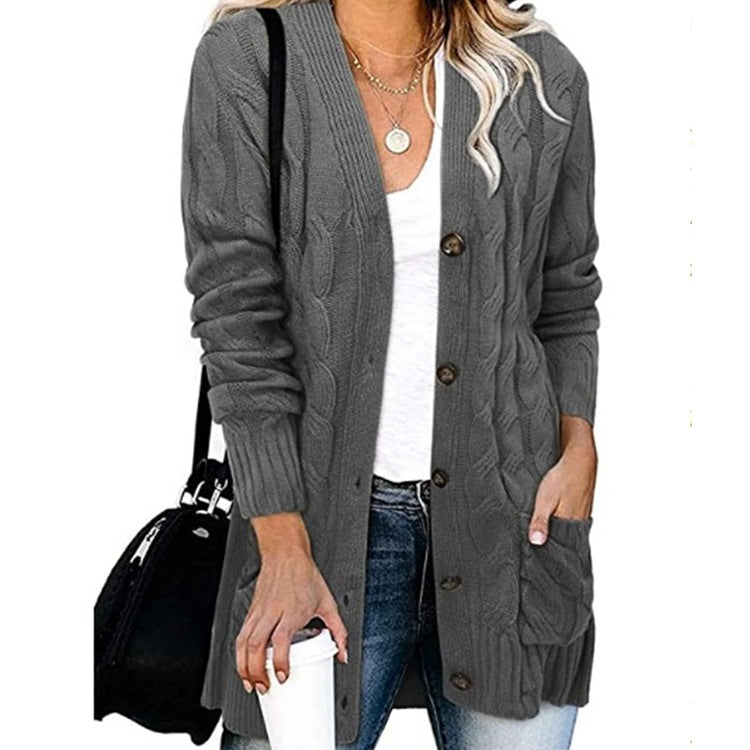 Damen Strickjacke mit Zopfdesign und praktischen Taschen Krohn-e