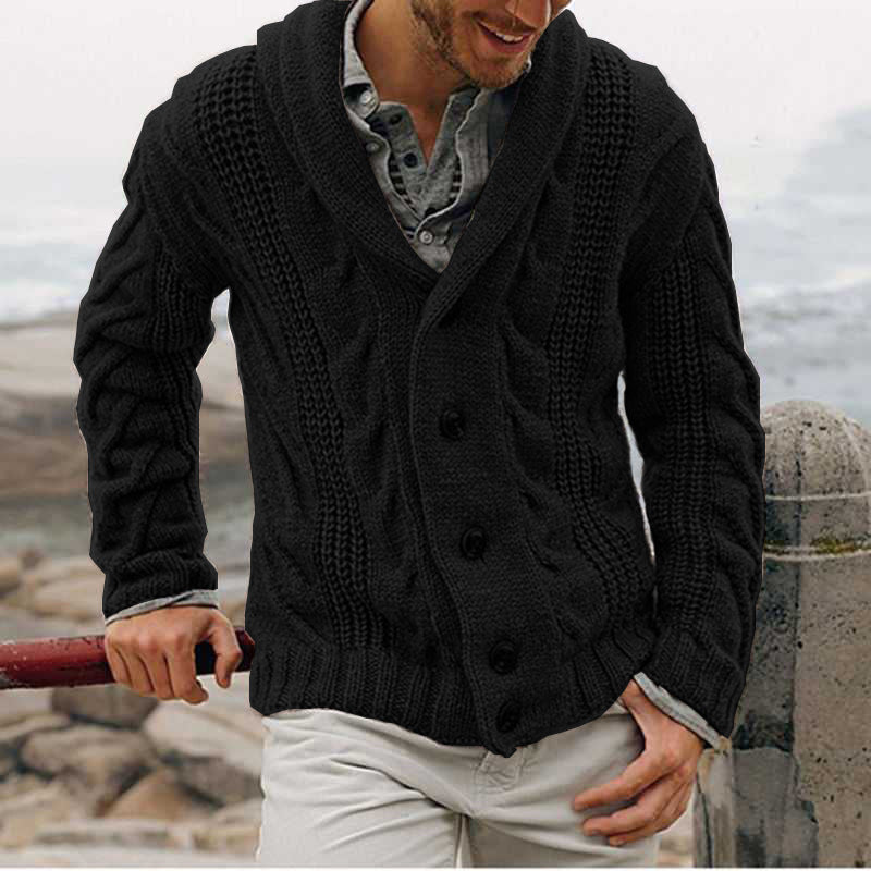 Herren Strickjacke mit grobem Muster und elegantem Revers Krohn-e