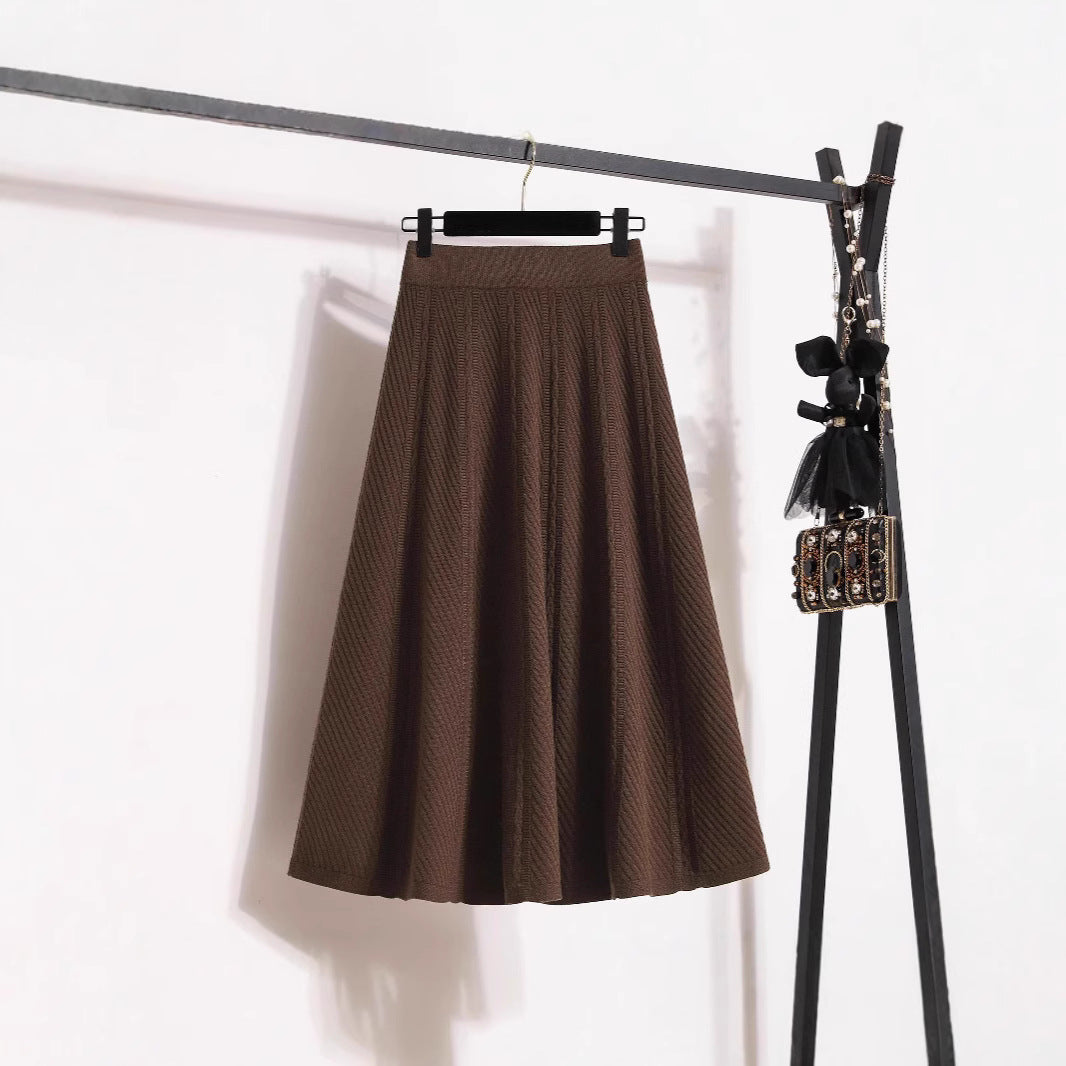 Damen Plissierter Midirock mit elastischem Bund und feiner Struktur Krohn-e