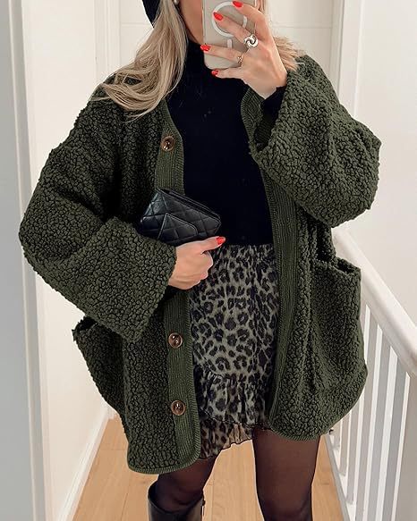 Damen kuschelige Teddyjacke mit farblich abgestimmtem Kragen Krohn-e
