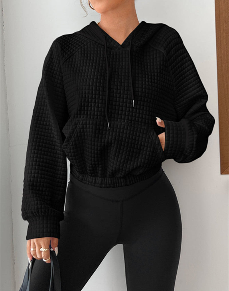 Damen modischer cropped Hoodie mit strukturierter Oberfläche Krohn-e