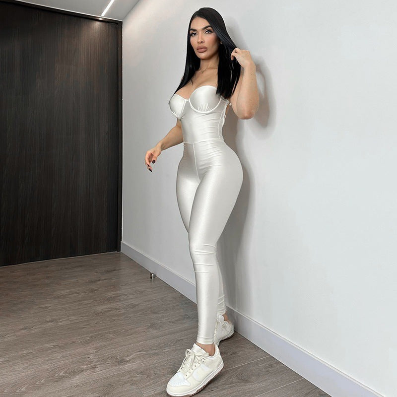 Damen Körperbetonter Jumpsuit mit Bügel-Bustier Krohn-e