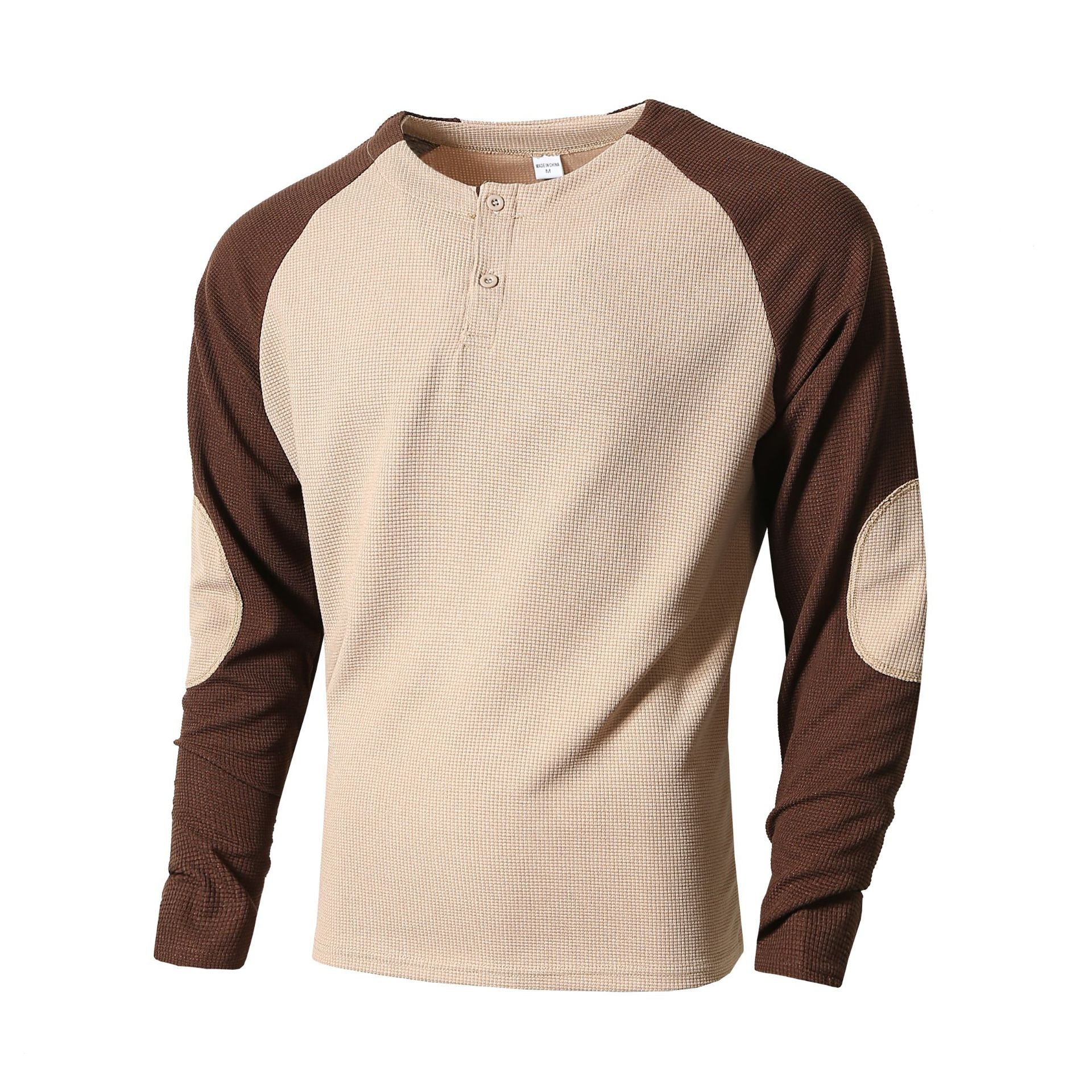 Herren Langarmshirt mit modischem Henley-Ausschnitt und strukturierten Ärmeln Krohn-e
