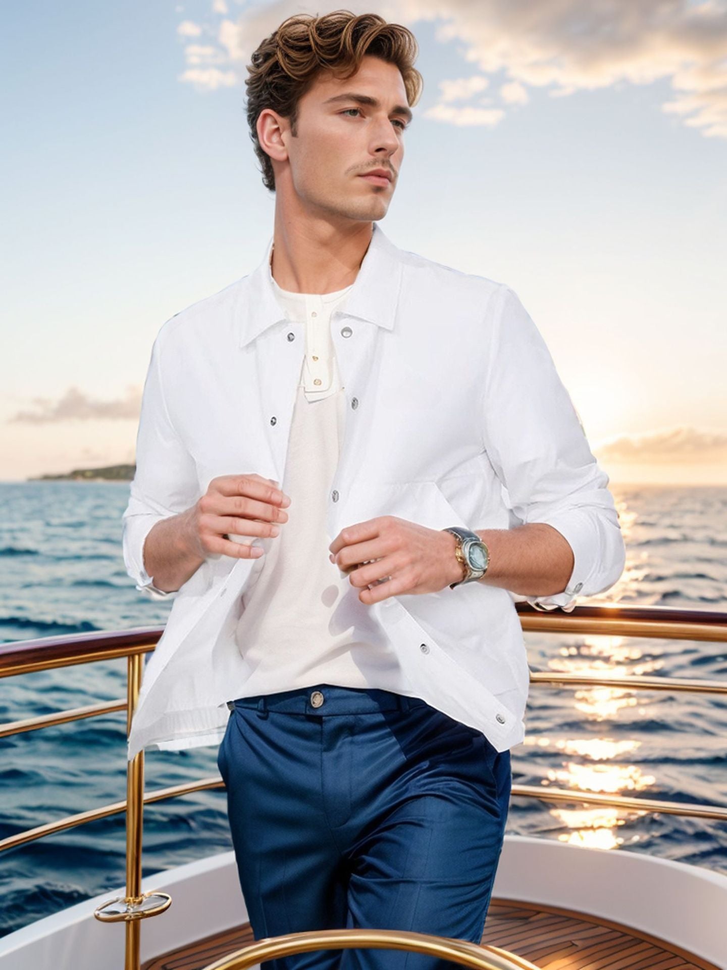 Herren lässige Sommerjacke mit Windschutz Krohn-e
