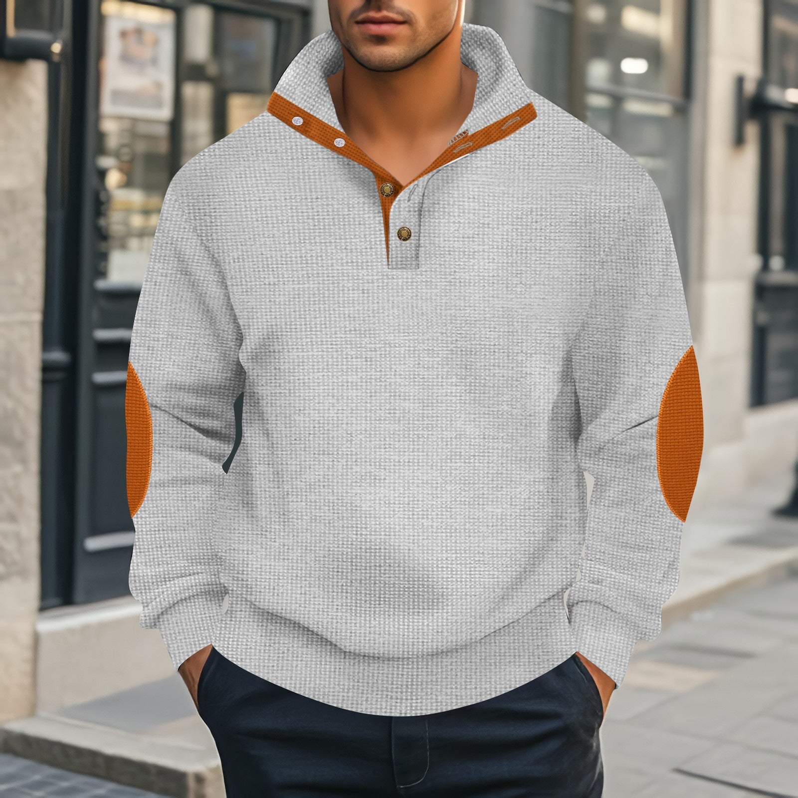 Herren Henley-Pullover mit strukturiertem Design und Kontrastakzenten Krohn-e