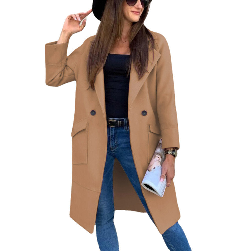Damen lässiger Oversized-Mantel mit modernen Taschen und elegantem Revers Krohn-e