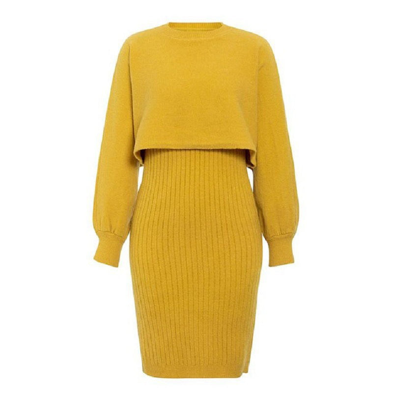 Damen Strickkleid mit kurzem Oberteil und Rippenstruktur Krohn-e