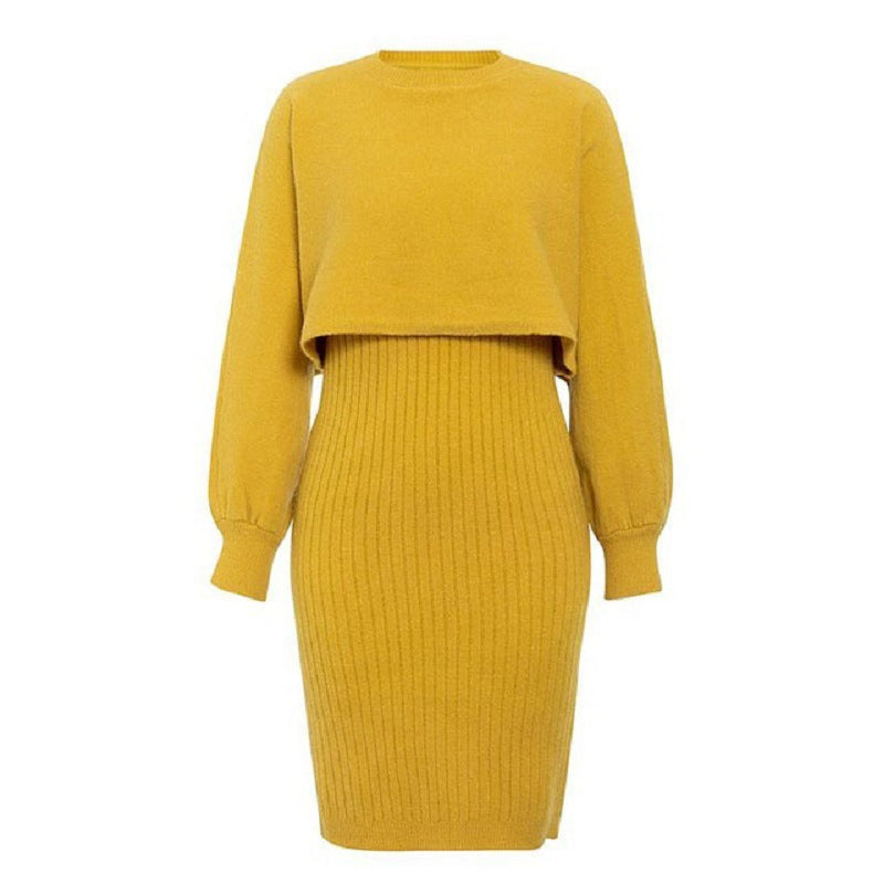 Damen Strickkleid mit kurzem Oberteil und Rippenstruktur Krohn-e