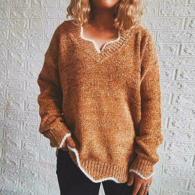 Krohn-e | Pullover - Damen Herbst Einfarbiger Lässiger Pullover