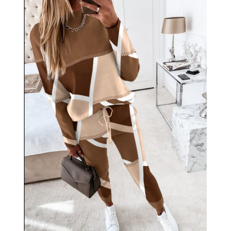 Damen trendy Sweatanzug mit grafischem Muster Krohn-e