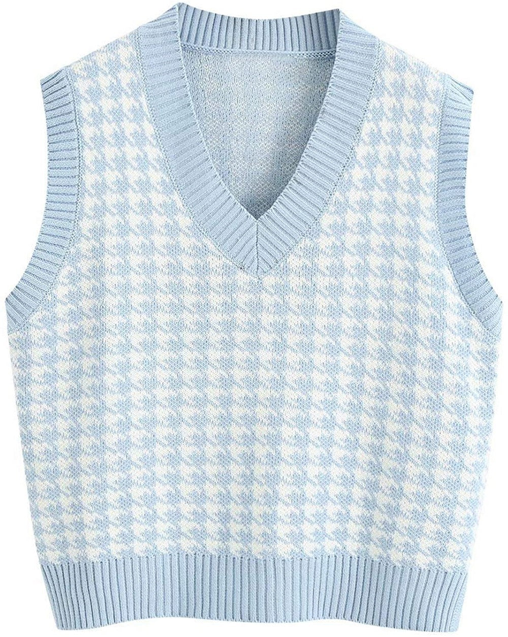 Damen ärmellose Strickweste mit modernem Hahnentrittmuster Krohn-e