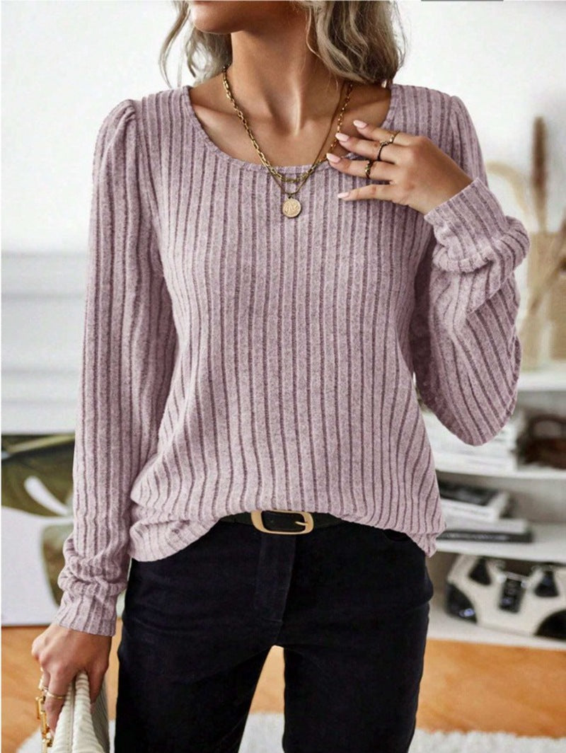Damen Gestreifter Pullover mit Puffärmeln Krohn-e