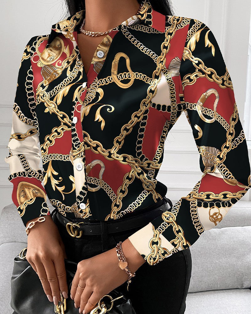 Damen Bluse mit elegantem Kettenmuster Krohn-e