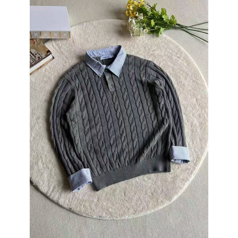 Damen Strickpullover mit dekorativem Zopfmuster und engem Kragen Krohn-e