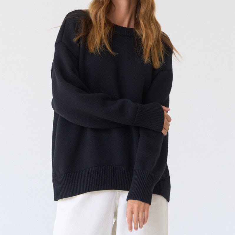 Damen Oversized Pullover mit feinem Strickmuster und breiten Bündchen Krohn-e