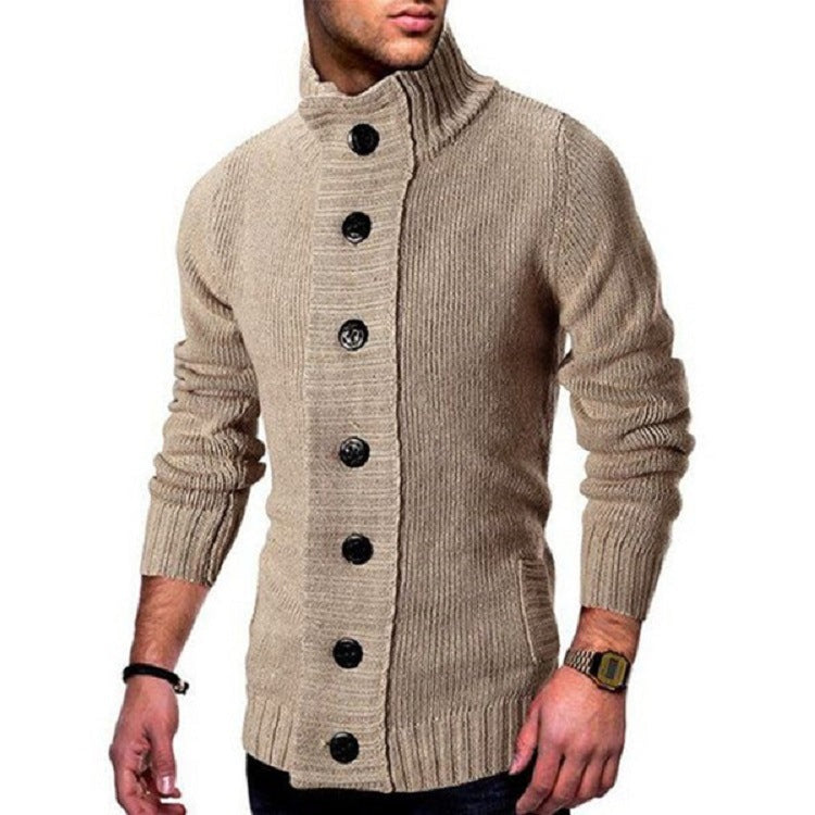 Herren Strickjacke mit hohem Kragen und markanten Knopfdetails Krohn-e