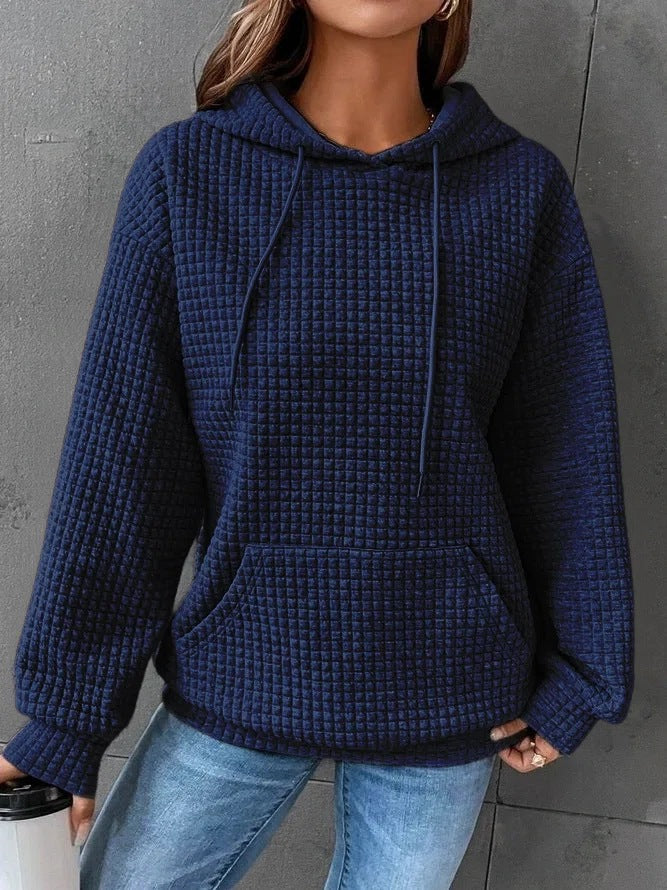 Damen Waffelstruktur Hoodie mit Kängurutasche und lässigem Schnitt Krohn-e