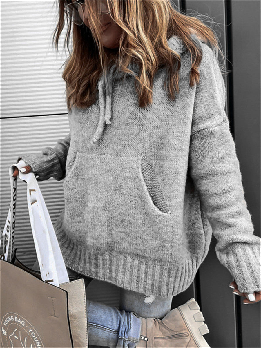 Damen lässiger Pullover mit Kapuze und strukturiertem Gewebe Krohn-e