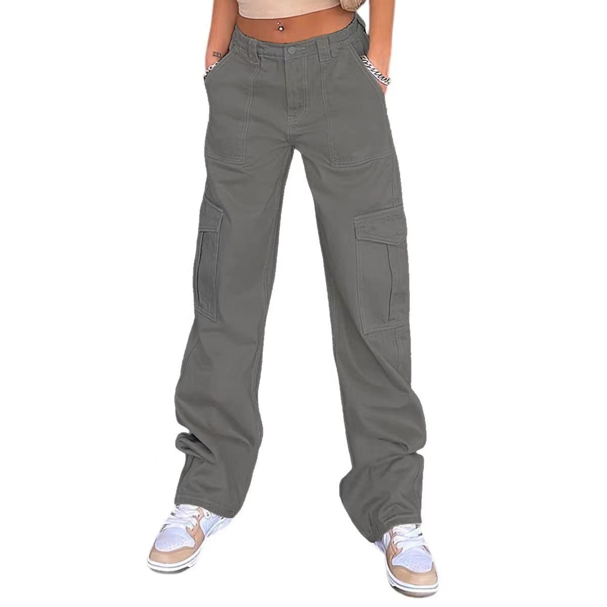 Damen Cargo-Hose mit praktischen Seitentaschen und weitem Schnitt Krohn-e
