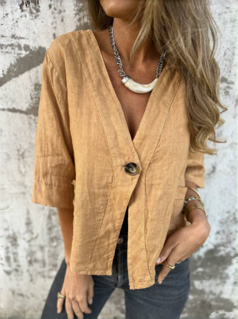 Damen Leichtes Leinenblazer mit kurzer Arm Krohn-e