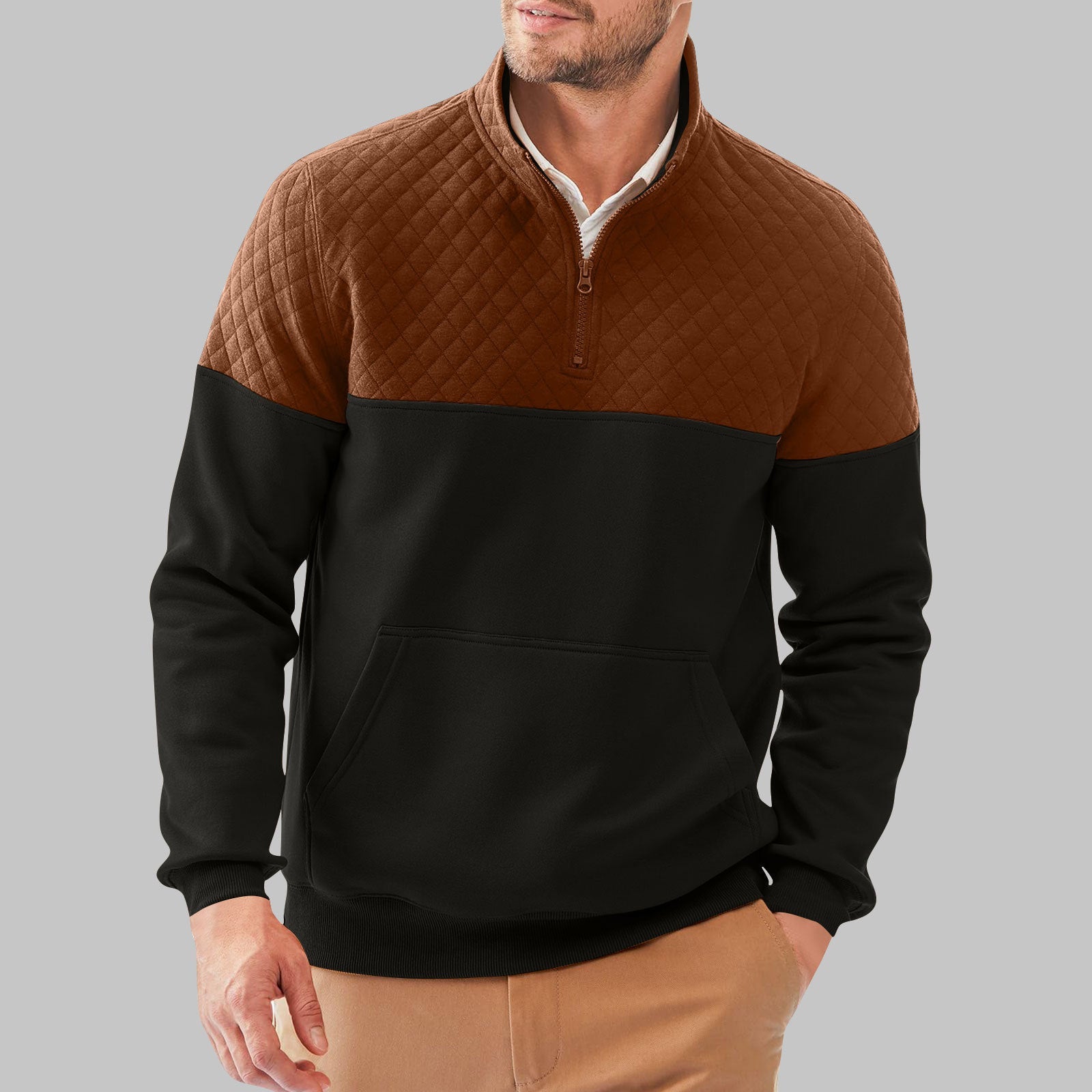 Herren Sportiver Pullover mit Stehkragen und Taschen Krohn-e