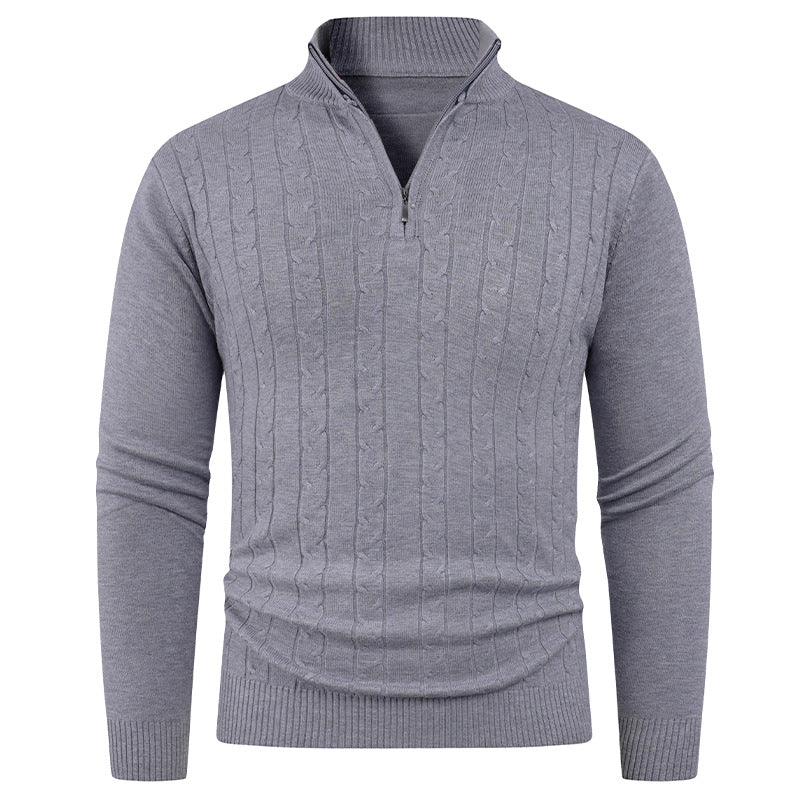 Herren Strukturierter Pullover mit ZIP-Kragen Krohn-e