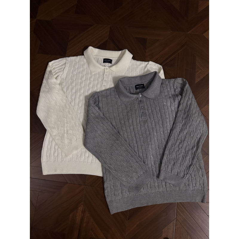 Damen Strickpullover mit klassischem Kragen und feiner Zopfmusterstruktur Krohn-e