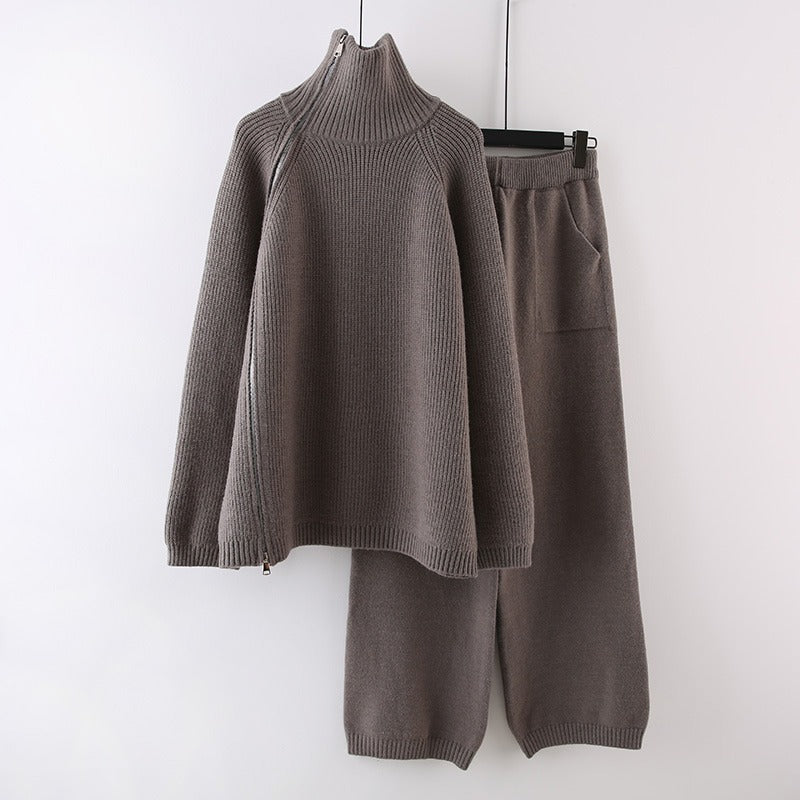 Damen Strickensemble mit Rollkragen und Reißverschluss Krohn-e