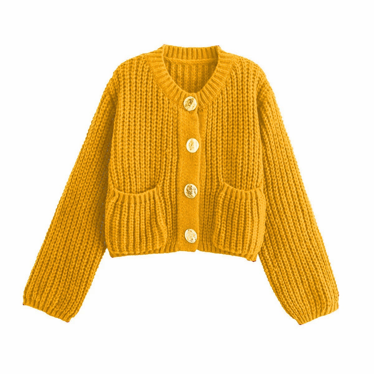 Damen kuschelige Strickjacke mit dekorativen Knöpfen und praktischen Taschen Krohn-e