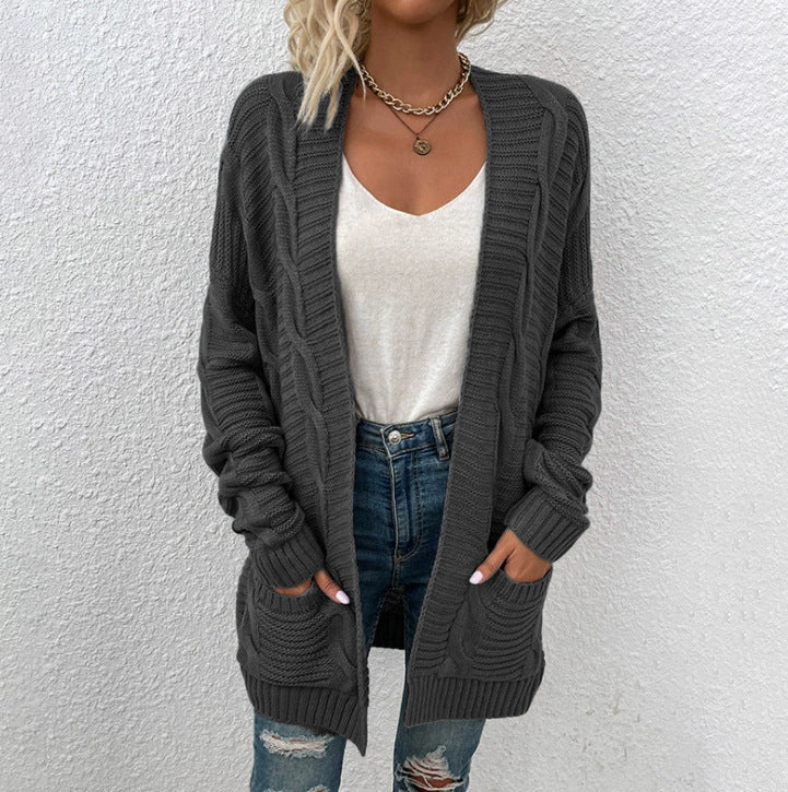 Damen Grobstrick-Cardigan mit großen Taschen und strukturiertem Design Krohn-e