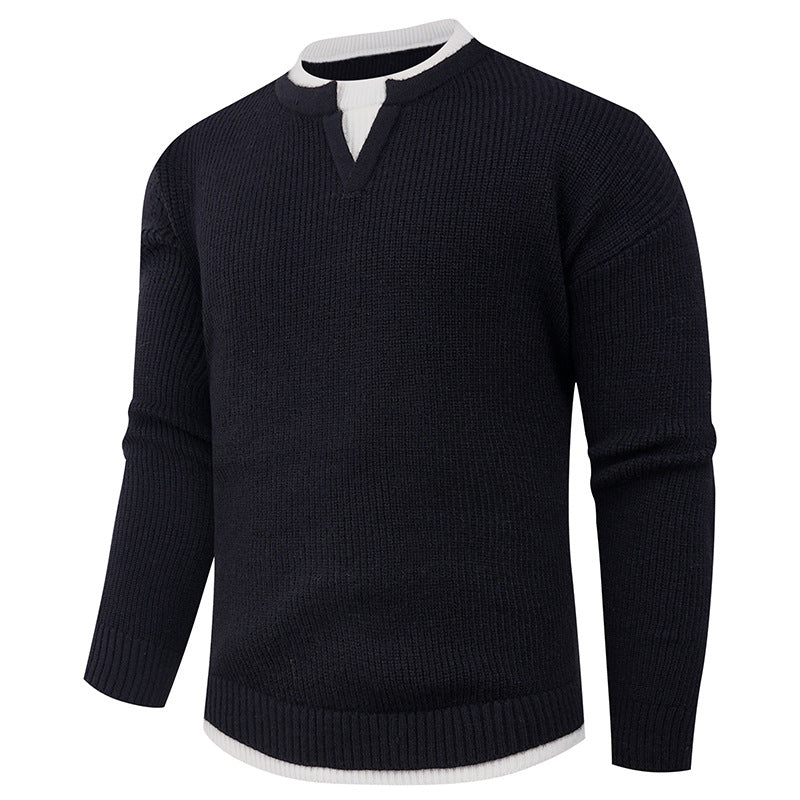 Herren Strickpullover mit V-Ausschnitt und feiner Struktur Krohn-e