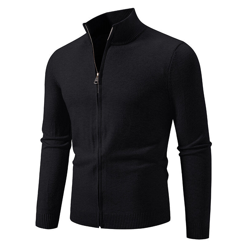 Herren Strickjacke mit modernem Stehkragen und funktionalem Reißverschluss Krohn-e