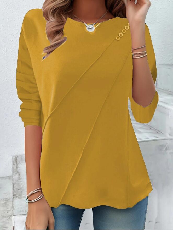 Damen modisches Oberteil mit asymmetrischem Saum und Knopfdetails Krohn-e