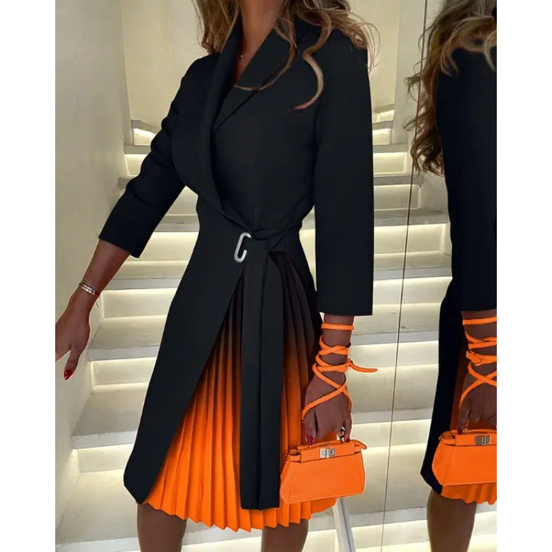 Damen Elegantes Plissee Midi Kleid Krohn-e