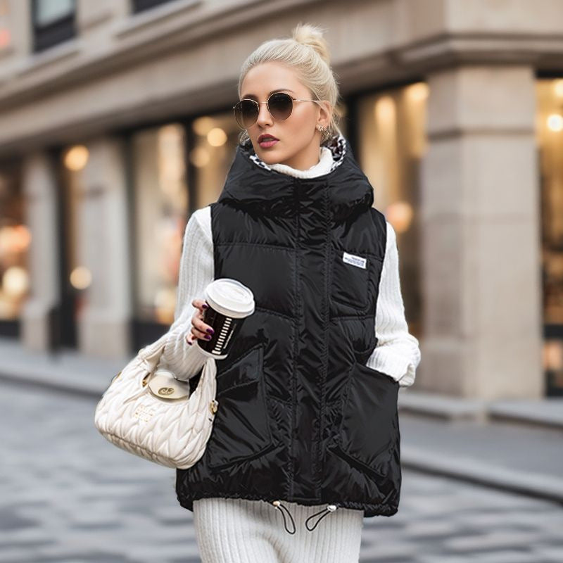 Damen gesteppte Winterweste mit verstellbarer Kapuze und praktischen Taschen Krohn-e