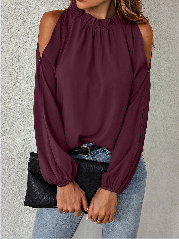 Damen Bluse mit kühlen Schulterdetails und elastischen Ärmeln Krohn-e