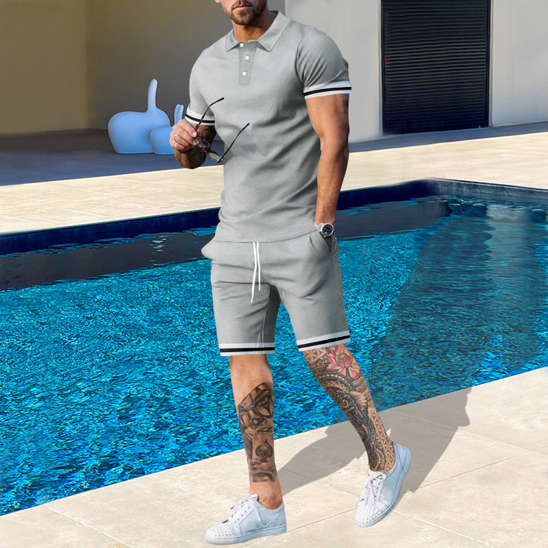 Herren Poloshirt und Shorts-Set mit sportlichen Akzenten Krohn-e