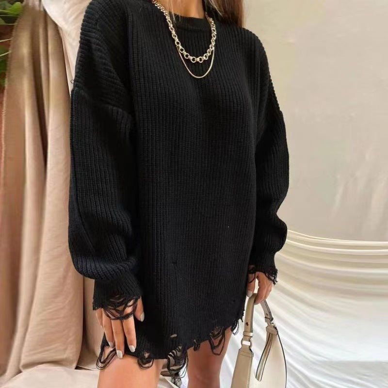 Damen Grobstrickkleid mit lässigem Schnitt und modischen Details Krohn-e