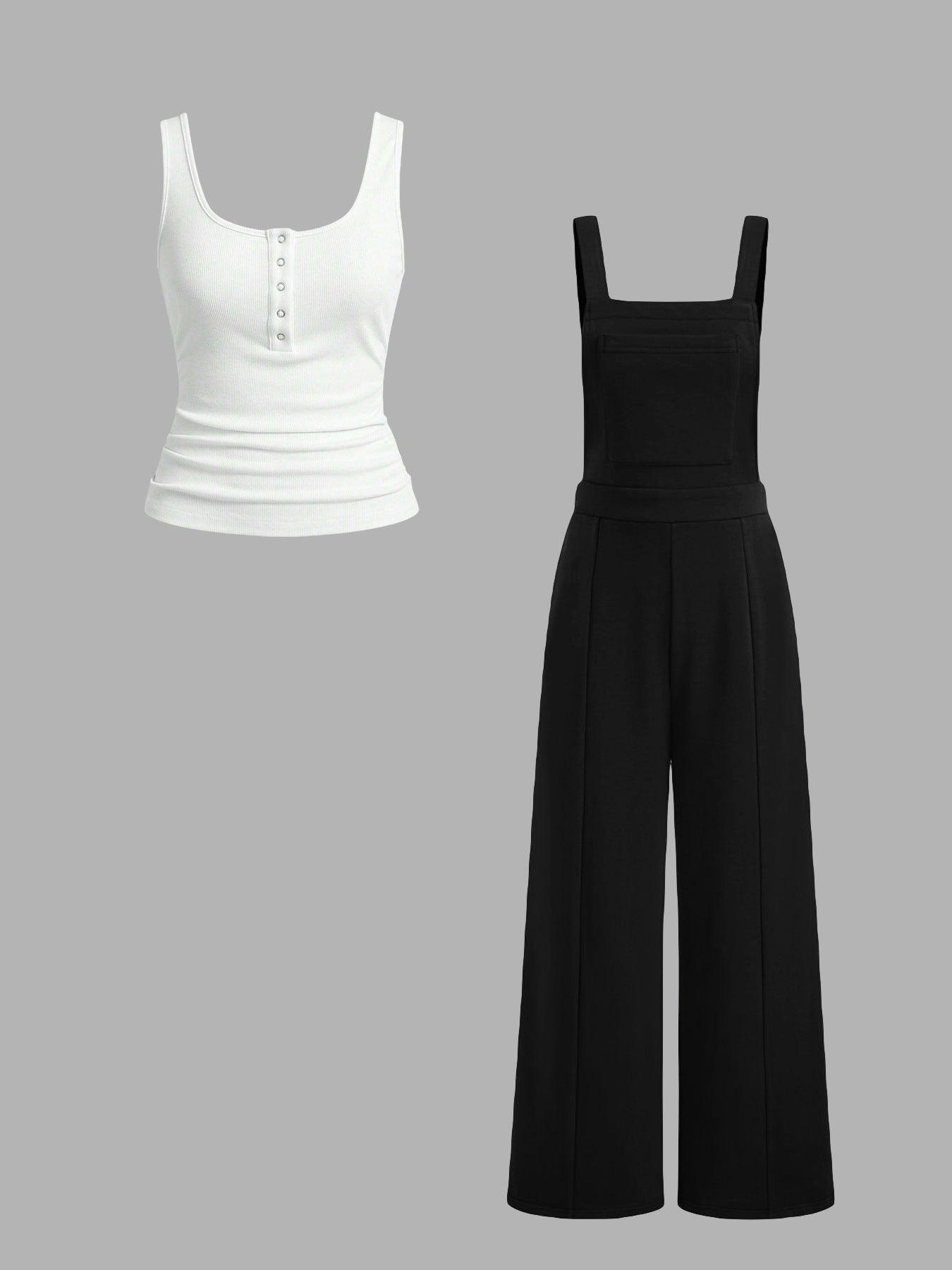 Damen lässiger Tank-Top und weit geschnittenen Latzhose Set Krohn-e